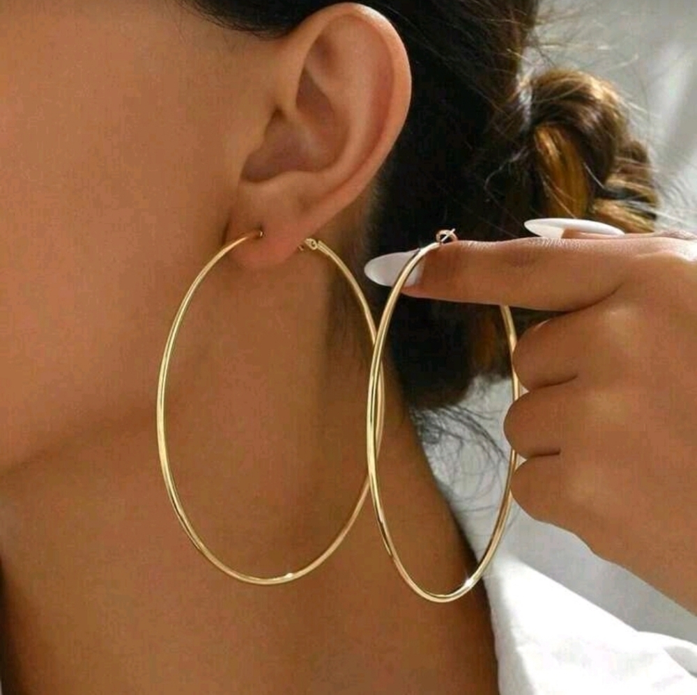 Large Goldtone Hoop Earrings